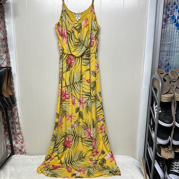 NAIF Anthropology Yellow Pink Maxi Sundress Resort Wear - Picture 1 of 10